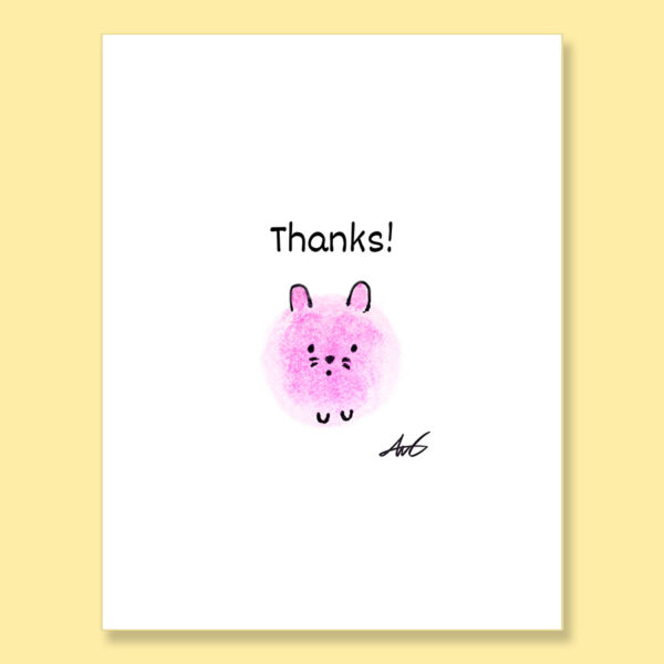 Watercolor fluffy bunny thanks greeting card