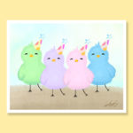 Party birds family greeting card