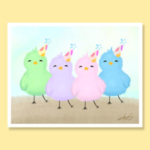 Party birds family greeting card