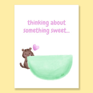 Thinking about something sweet chipmunk honeydew greeting card outside