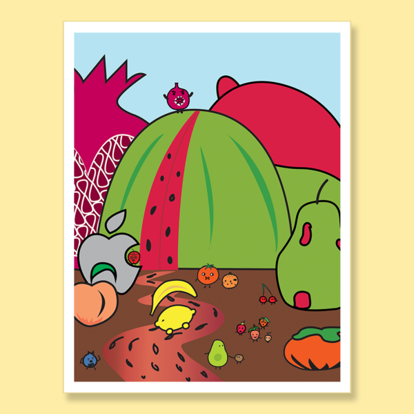 Foodland triopic fruits greeting card