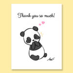 Panda love hearts thank you thanks greeting card