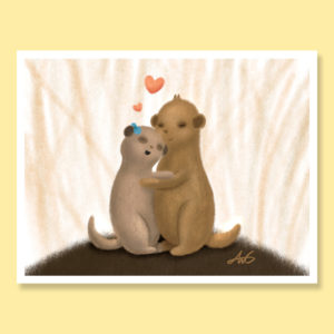 Meerkat love couple anniversary greeting card