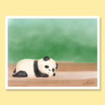 Sleeping panda watercolor greeting card
