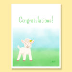 Little sheep lamb thank you baptism congratulations greeting card