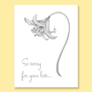 Black white grayscale lily sympathy greeting card