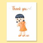 Chinese china doll sewing thank you custom greeting card