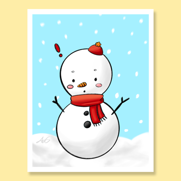 Surprised just a snowman winter cute greeting card