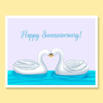 happy anniversary swanniversary swans pretty pastel greeting card
