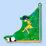 Ming and Bao swing fall sweet girl with toy panda childhood growing up sticker magnet