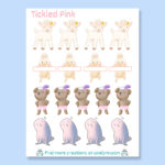 Tickled pink sheep bunny bear seal cute vinyl white stickers set