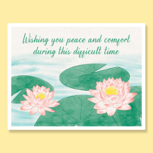 Beautiful watercolor brush water lily sympathy death loss greeting card