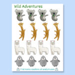Wild adventures cute happy animal koala giraffe alpaca penguin stickers vinyl white stickers set