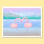 Happy anniversary fond flamingos love pastel watercolor greeting card
