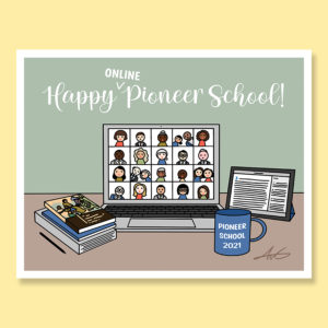 Cute funny happy 2021 Pioneer School online virtual greeting card