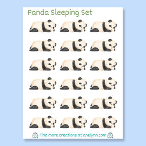 Cute Panda sleeping set watercolor stickers vinyl white stickers set