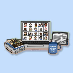Cute funny happy 2021 Pioneer School online virtual sticker magnet
