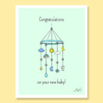 Baby mobile new baby greeting card
