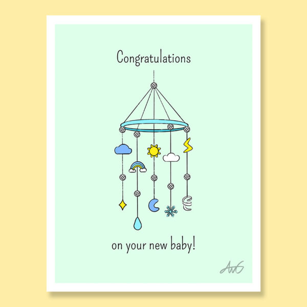 Baby mobile new baby greeting card
