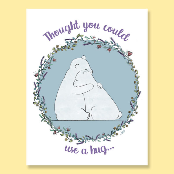 Bear hug cry sad polar bears thought you could use a hug just thinking of you greeting card