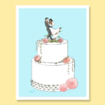 Wedding cake shower anniversary mixed couple custom personalize greeting card