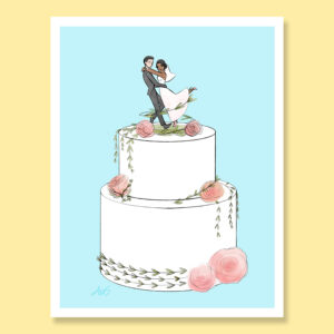 Wedding cake shower anniversary mixed couple custom personalize greeting card