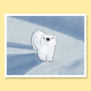 Adorable but sad lonely polar bear missing you thinking of you greeting card